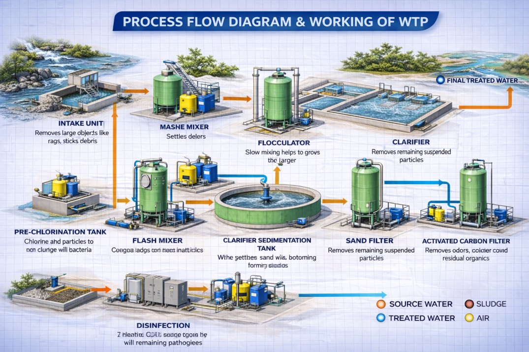 Water Treatment Plant (WTP) process diagram
